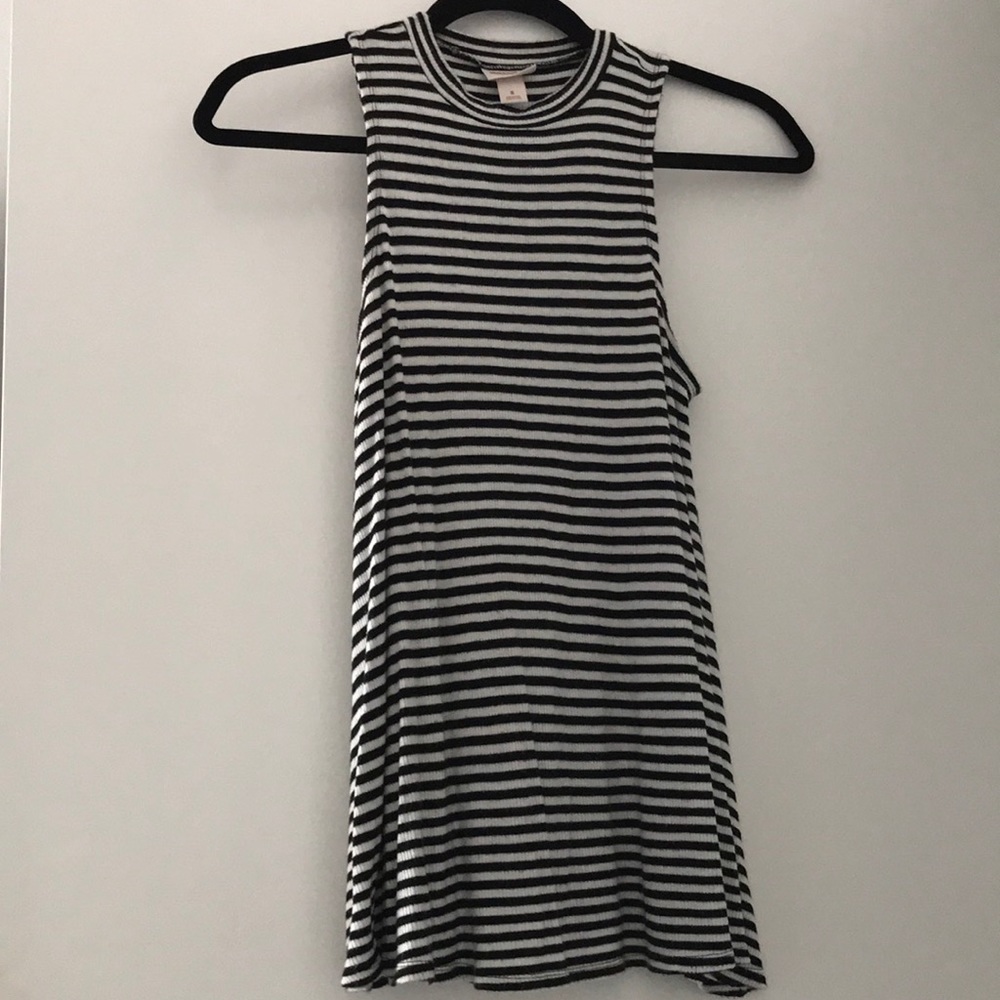 Black and white stripped tank